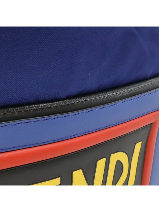 Fendi Logo Face Drawstring Backpack Nylon Leather Navy Blue Multicolor main image 6